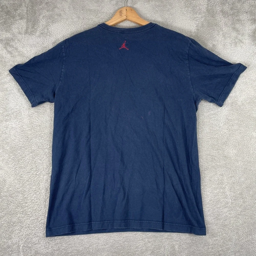 Jordan Shirt Mens Large Navy Blue Jumpman Spellout Graphic Basketball Tee
